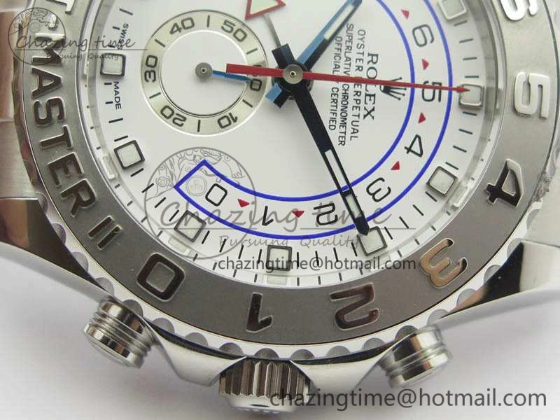 Breathable YachtMaster II 116689 SS JF 1:1 Best Edition White Dial Blue On SS Bracelet A 3578