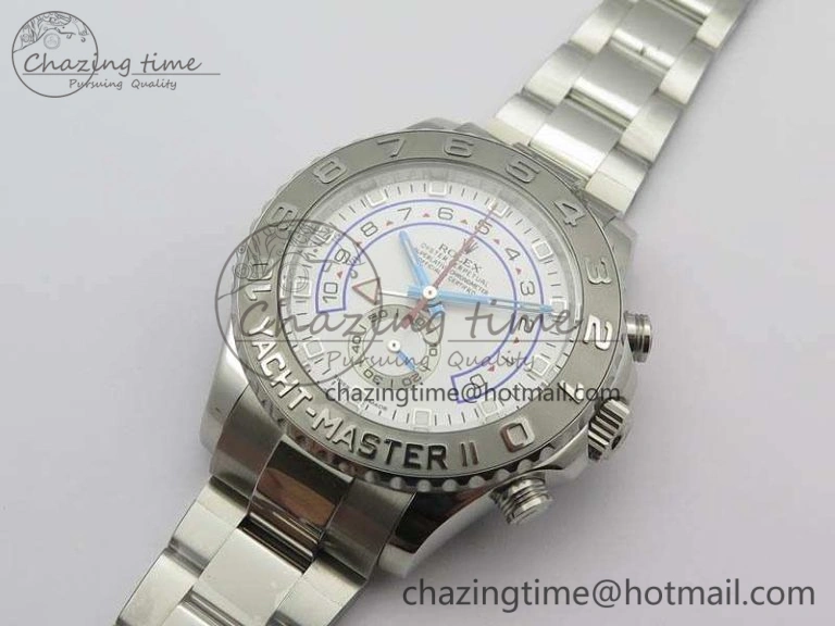 Breathable YachtMaster II 116689 SS JF 1:1 Best Edition White Dial Blue On SS Bracelet A 3578