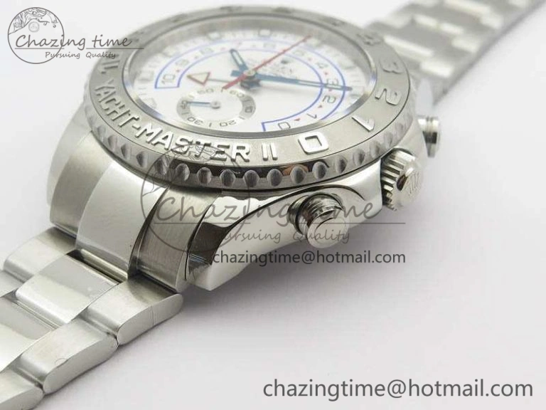 Breathable YachtMaster II 116689 SS JF 1:1 Best Edition White Dial Blue On SS Bracelet A 3578