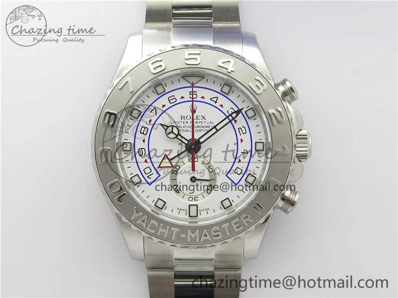 Stretchable YachtMaster II 116689 SS JF 1:1 Best Edition White Dial Ceramic Bezel on SS Bracelet A7750 V 3184