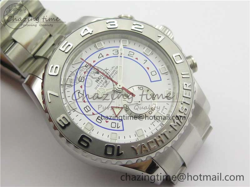Stretchable YachtMaster II 116689 SS JF 1:1 Best Edition White Dial Ceramic Bezel on SS Bracelet A7750 V 3184