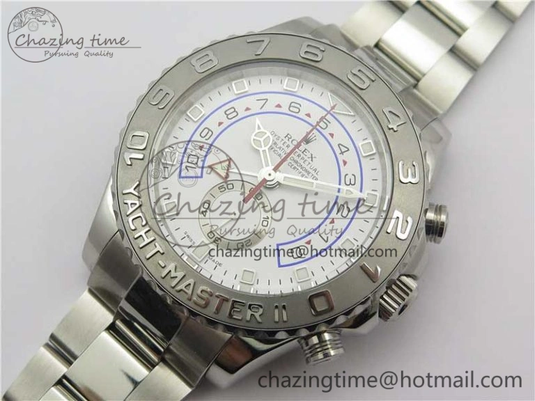 Stretchable YachtMaster II 116689 SS JF 1:1 Best Edition White Dial Ceramic Bezel on SS Bracelet A7750 V 3184